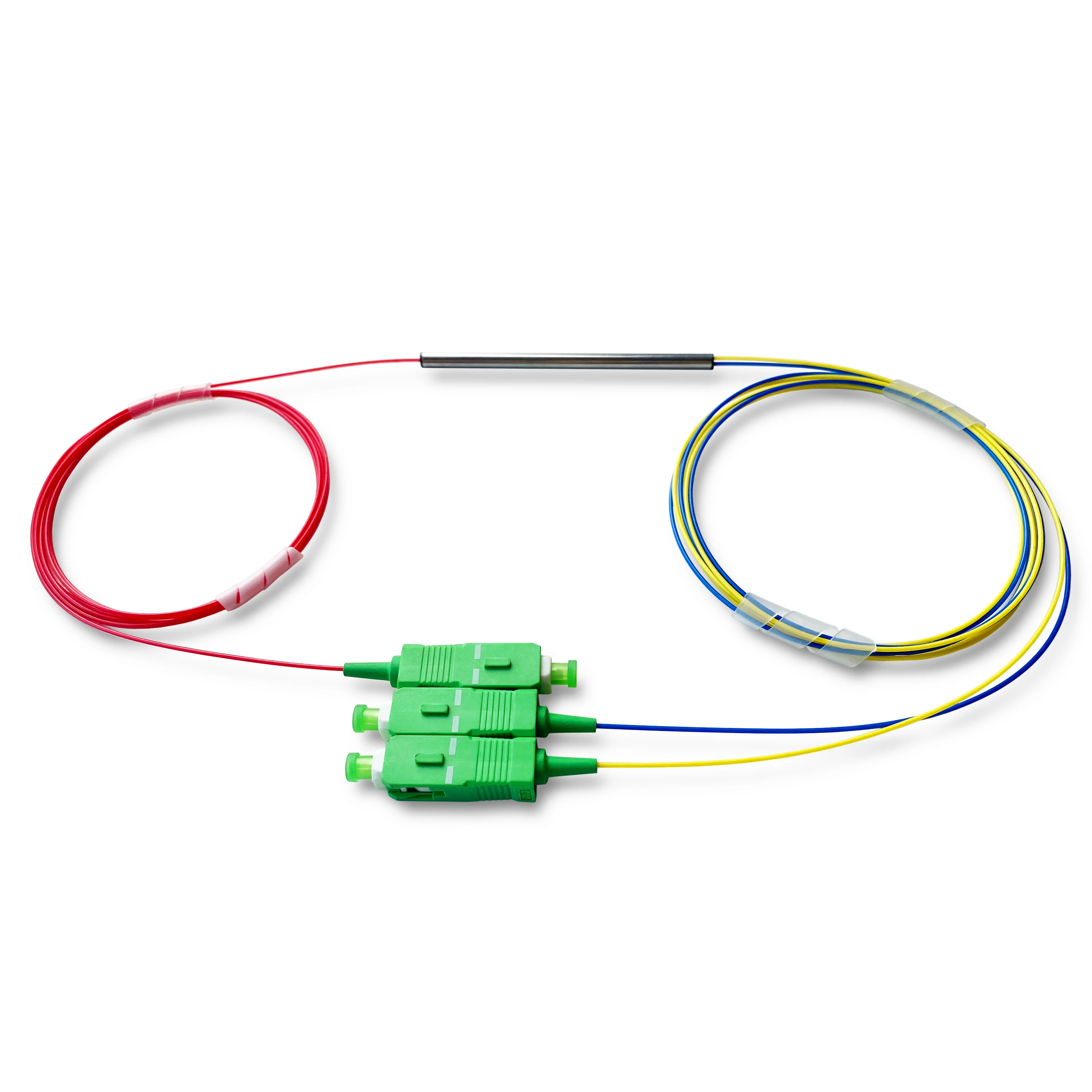 Three Window Coupler Optical Fiber Fbt Coupler with Connector 0%~100% Any Ratio 1x2 Steel Tube Type Single Mode Fusion-boxintelecom