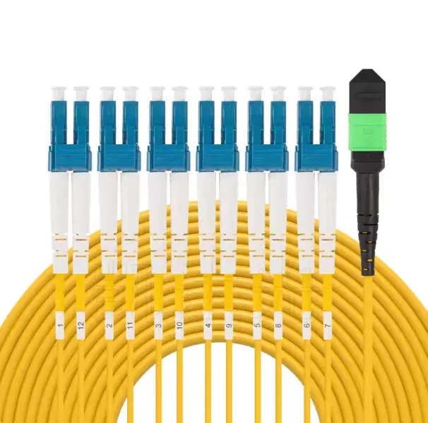 High Quality MTP-MPO to LC Single Mode Fiber Jumper OS2 9/125μm LSZH Low Loss for Data Cen