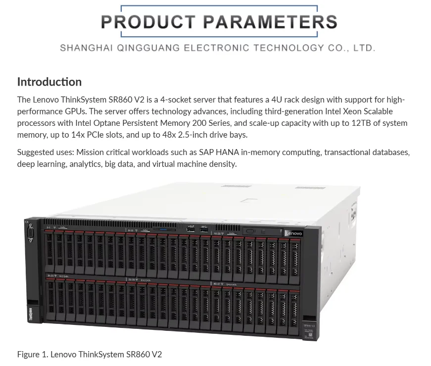 Used ThinkSystem SR860 V2 4-socket Server 4U Rack High-performance GPU SERVER Manufacturer Price New 0