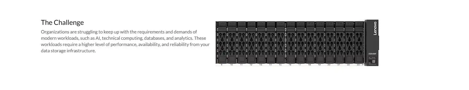 DE6400F All-Flash Array Powerful Performance, Reliability, and Efficiency FC SAN\iSCSI Lenovo ThinkSystem Storage 1