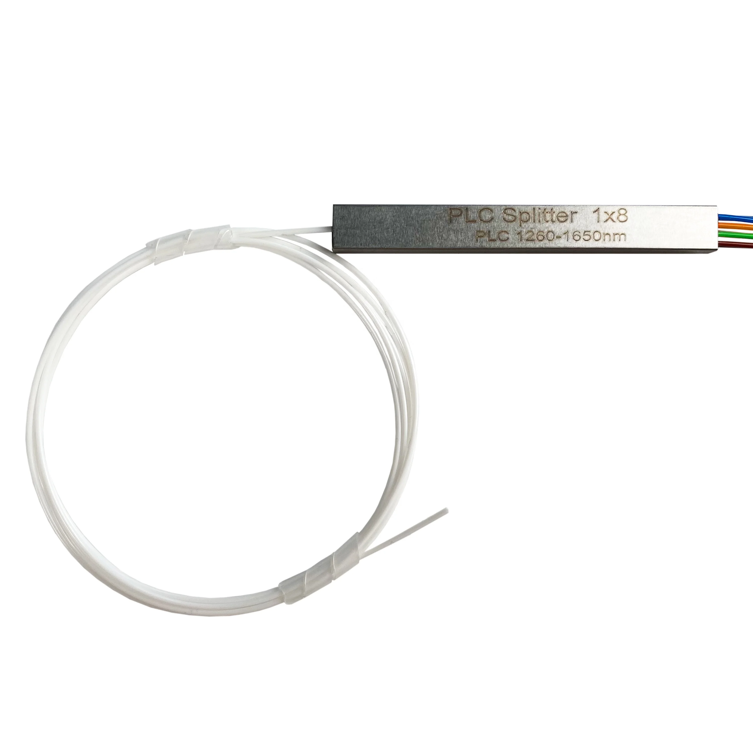 Hot Sale 1x 8 Way PLC Splitter SC UPC Connector Steel Tube Type FTTX Application 1260-1650