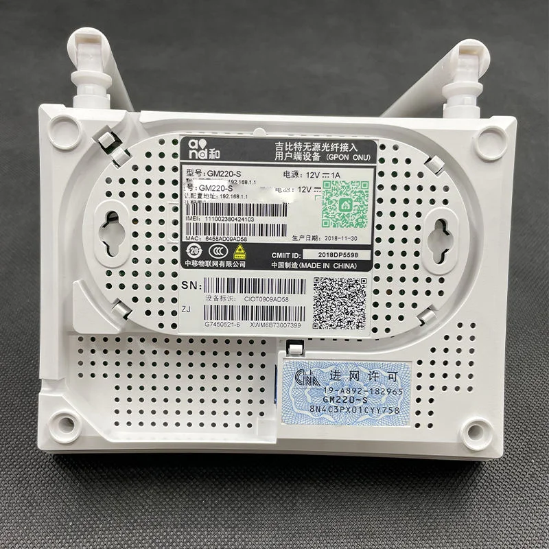 Used Xpon Ont Gm220-s Modem Indoor Fiber Optic Terminal CHINA Mobil Router Wifi Gpon Onu 12V Power Supply POE Network SC-boxintelecom
