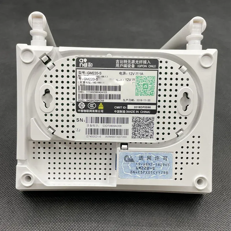 Used Xpon Ont Gm220-s Modem Indoor Fiber Optic Terminal CHINA Mobil Router Wifi Gpon Onu 12V Power Supply POE Network SC-boxintelecom