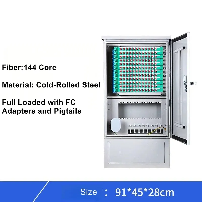 144 Core Cold Rolled Steel Fiber Optic Distribution Box with FC/SC/APC Adapters for FTTH S
