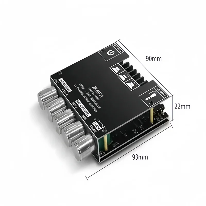 ZK-MT21 50W*2+100W BT Digital Power Amplifier Board Subwoofer 2.1 Channel 12V-24V Audio Power Amplifier-boxintelecom