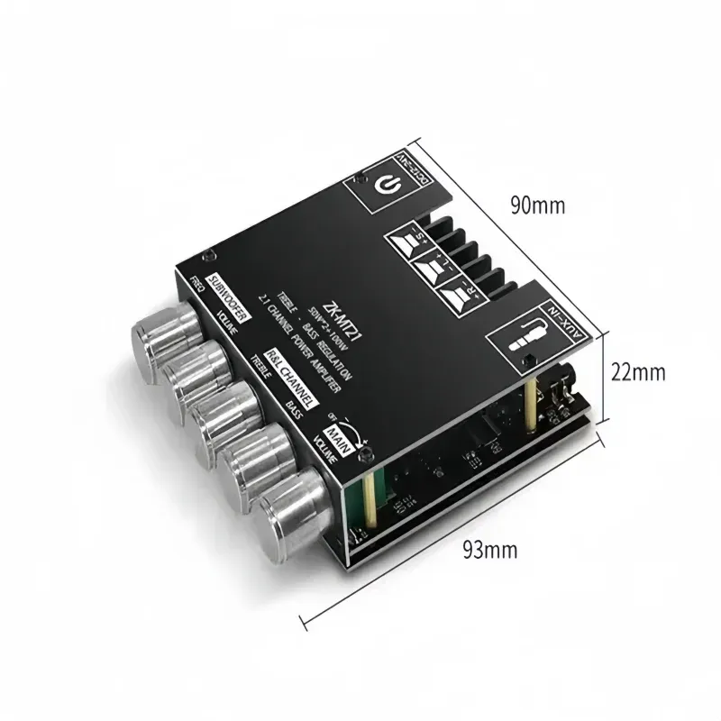 ZK-MT21 50W*2+100W BT Digital Power Amplifier Board Subwoofer 2.1 Channel 12V-24V Audio Power Amplifier-boxintelecom
