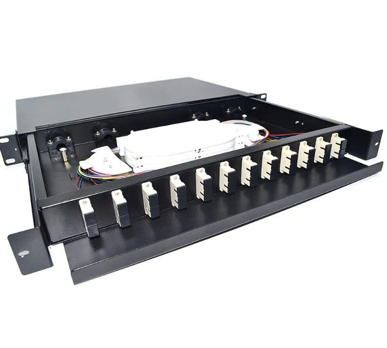 12 Port Fiber Optic Patch Panel, 12-Core SC MM ODF, Rack-Mount Optical Distribution Frame for Data Centers-boxintelecom