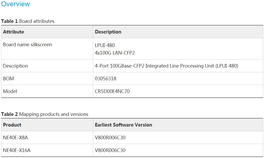 Ne40e 4-Port 100GBase-CFP2 Integrated Line Processing Unit LPUI-480 03056318 CR5D00E4NC70 1