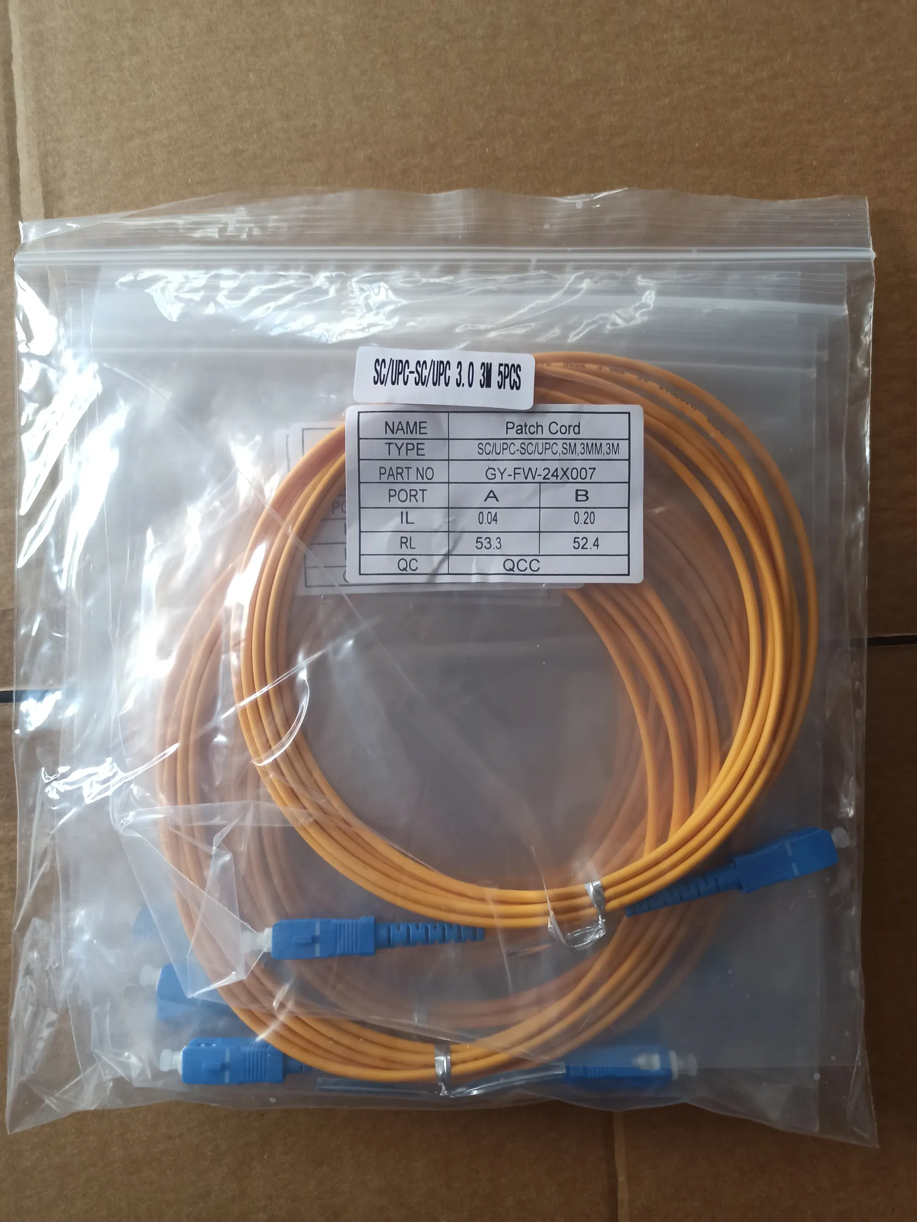 Fiber Patch Cords SC - SC To SCSingle Mode Fiber Optic Patch Cables Multimode Fiber Optic 