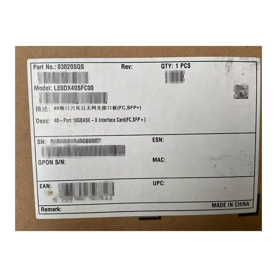In Stock S9300 series 03020SQS 40-Port 10GBASE-X Interface Card FC, SFP+ LE0DX40SFC00-boxintelecom