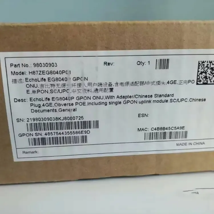 Enterprise Routing Optical Terminal ONU GPON Uplink 4 GE POE Gigabit Passive Fiber Optic A
