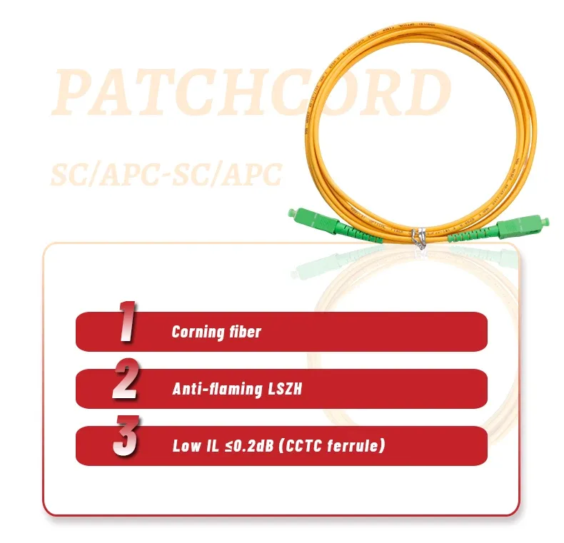 Optical Fiber Patch Cord for FTTH 4G Network SC/UPC-SC/UPC SM DX G652D G657A1 G657A 2.0mm/
