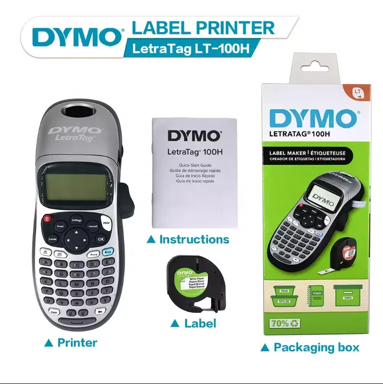 Label Maker Typewriter LT-100H Thermal Printers 12mm Width Dymo Label Printer Portable Han