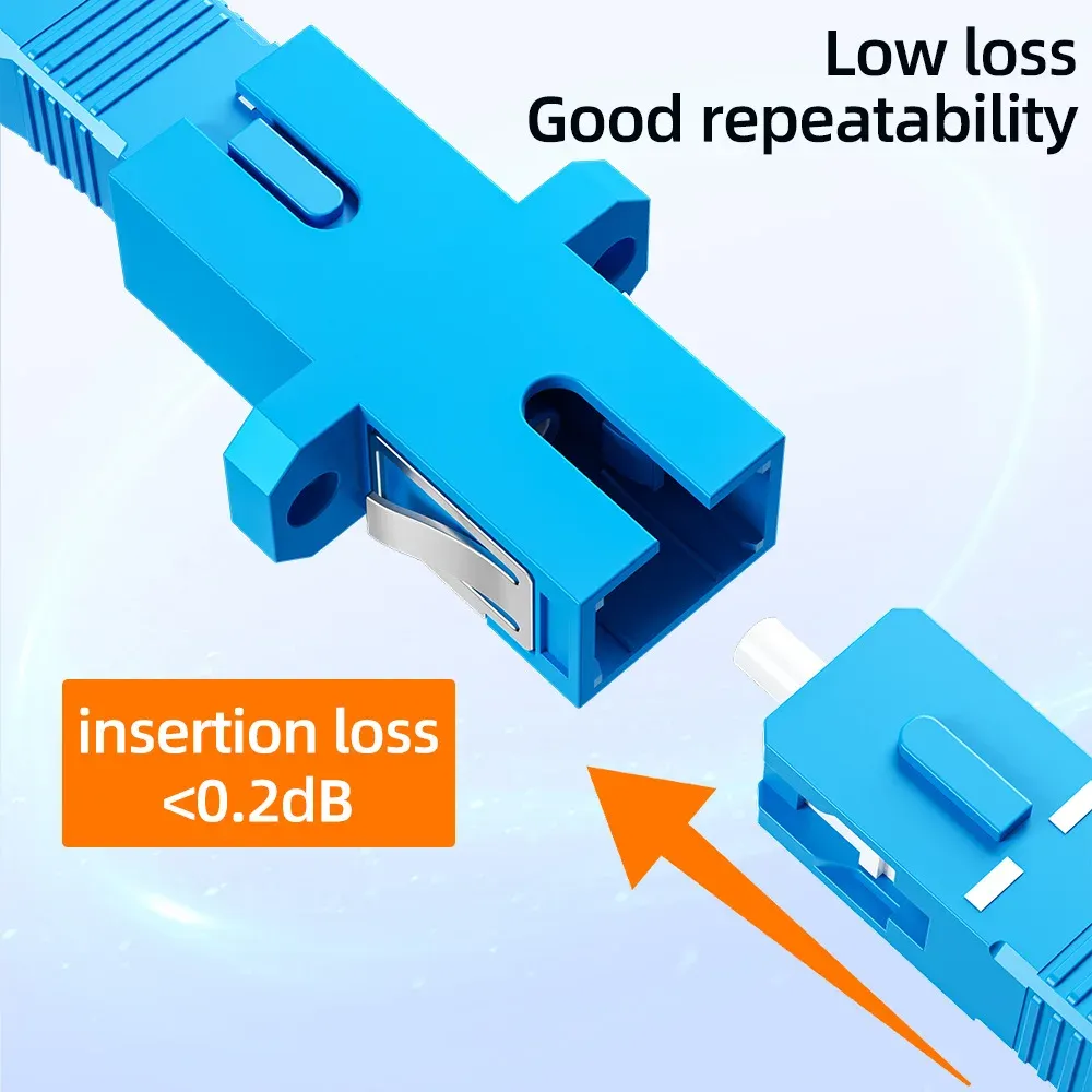 High Quality Telecom Grade Fiber Optic SC Simplex Flange Adapter Coupler Docking Adapter