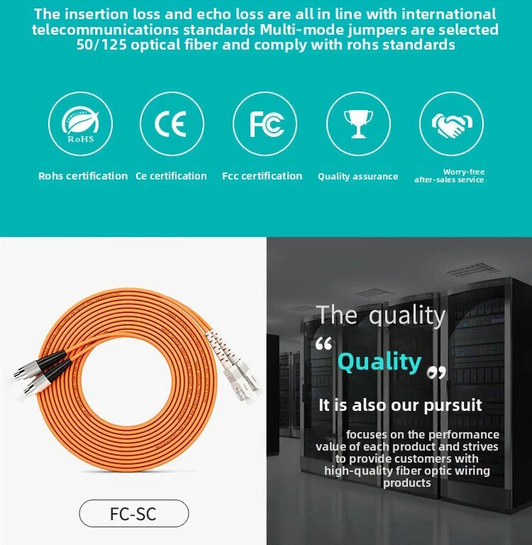 Gigabit Multimode Fiber Jumper Om2 Dual-Core SC-FC Pigtail 50/125 for FTTH OEM Brand 1 Year Warranty