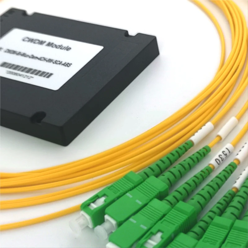 Black ABS 4CH BIDI CWDM Mux Demux System 5G 1470-1610nm Wavelength Yellow SC/APC Connector 1m/Customizable Fiber Cable for FTTx