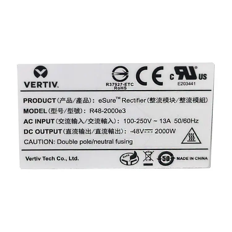 New and Original r48-2000e3  48V rectifier Vertiv emerson 2000w Rectifier Module r48-2000e3 emerson Vertiv R48-2000e3-boxintelecom