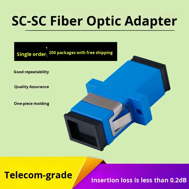 Telecom Grade Simplex Single Mode Fiber Optic Coupler SC Flange Adapter for SC-SC Connecto