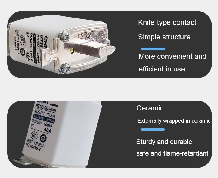 RT36-00 NT00 160A Knife Contact Fuse 690V AC High Breaking Capacity Industrial Fuse Protec