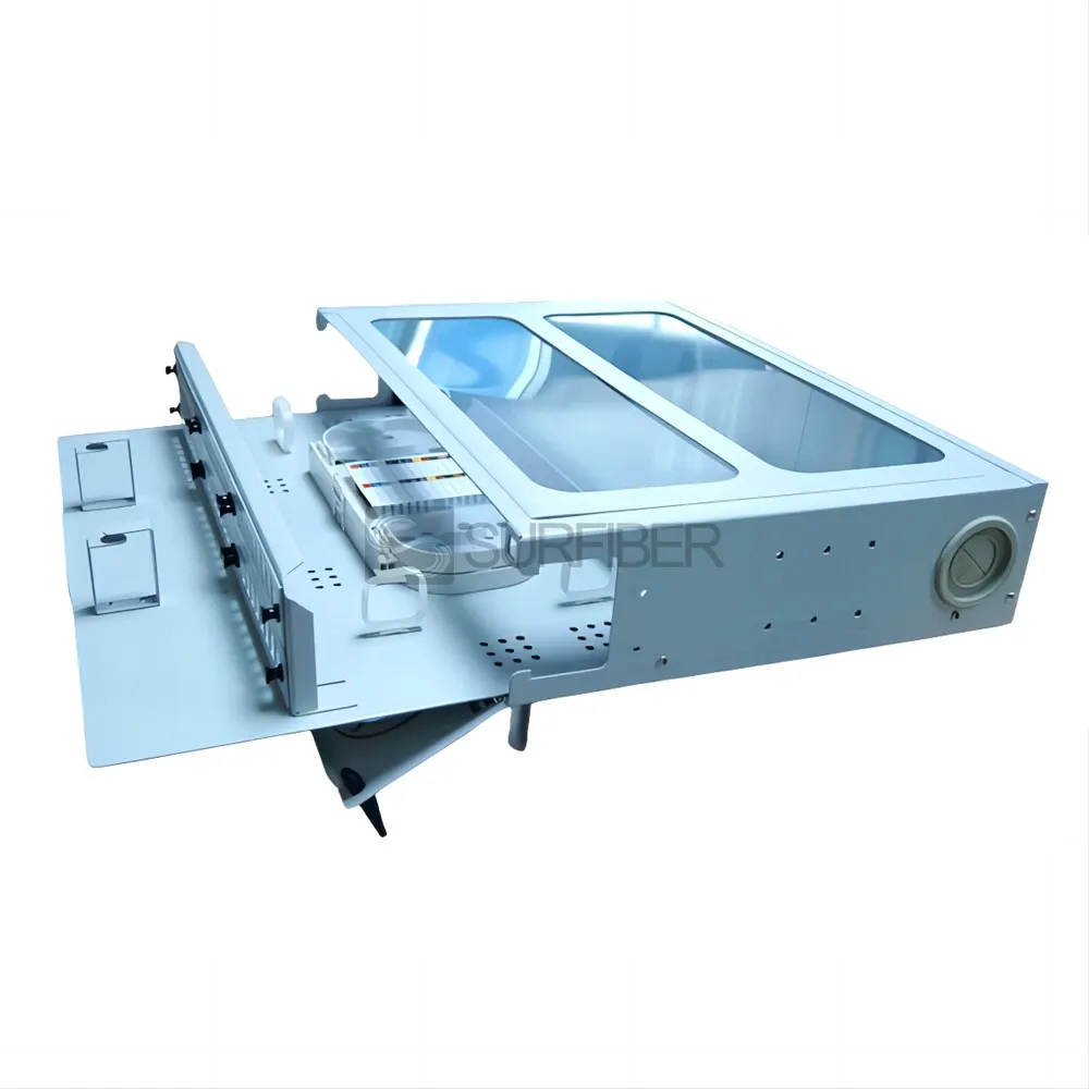19 Inch Rack Mount Fiber Optic Terminal Box with Transparent Cover  Fixed Type for SC LC S