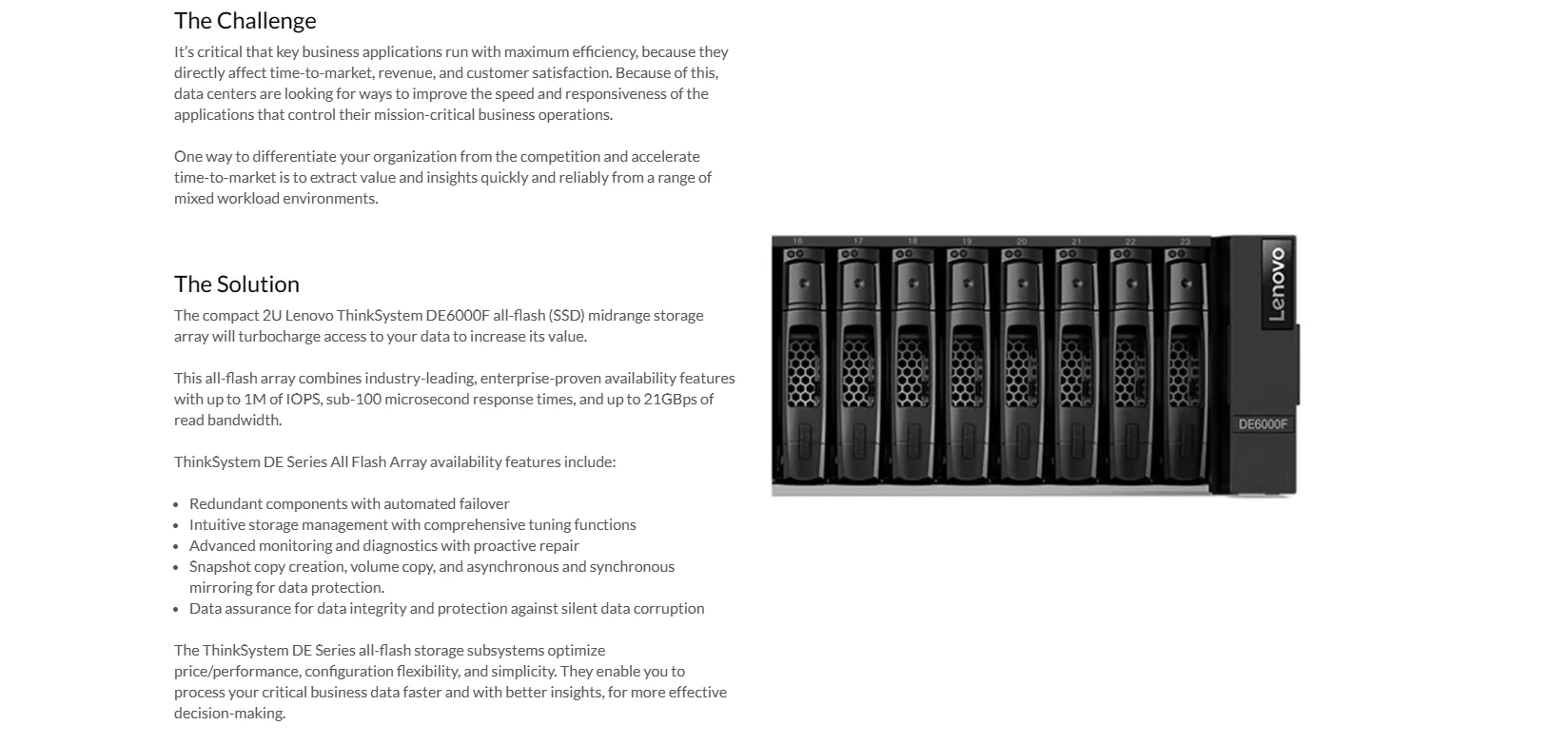Hybrid Array Lenovo ThinkSystem Storage DE6000F FC SAN\iSCSI 1