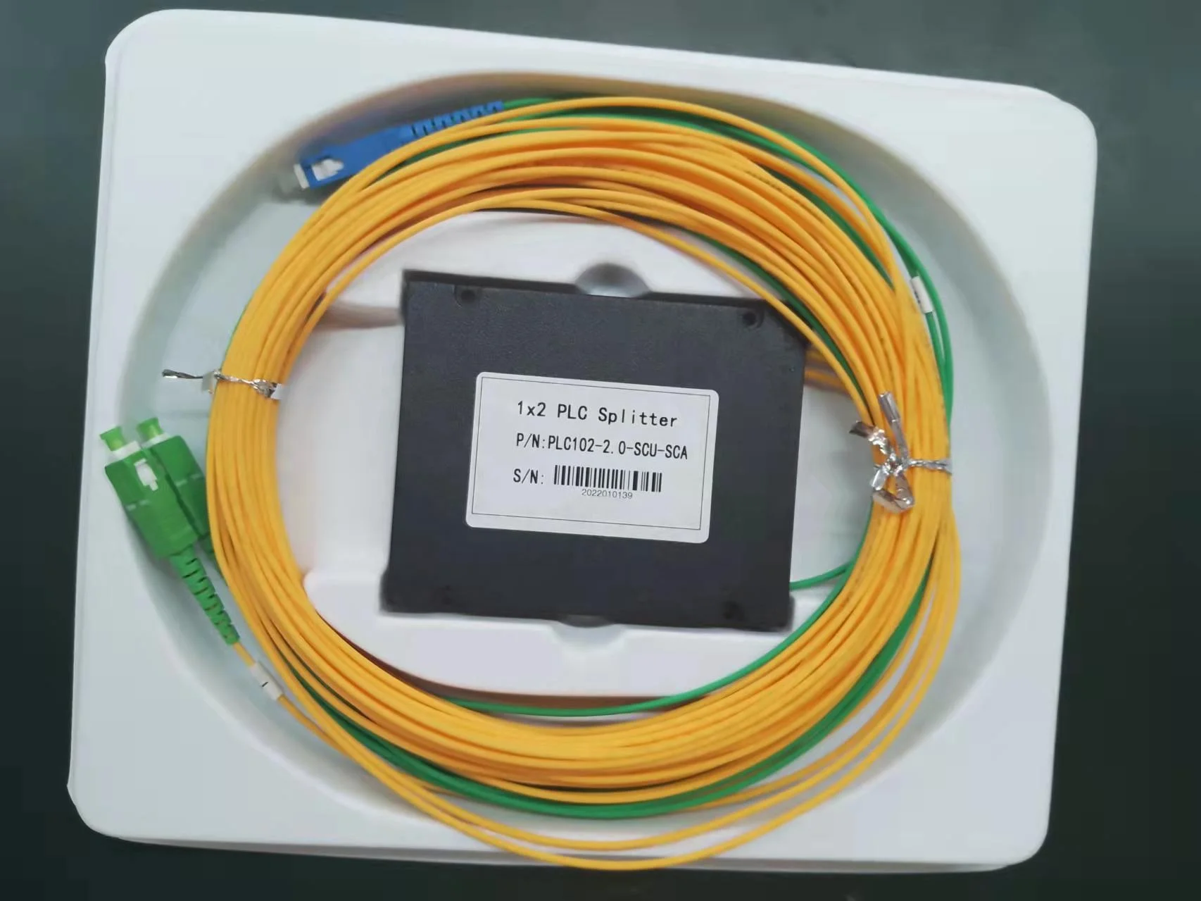 Fiber Optical PLC Splitters 1*2 Way ABS Box SC/UPC Fiber Optic Splitter FTTH GPON EPON
