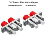 Dual Metal Fiber Optic LC-FC Adapter Coupler Connector Optical Single Mode with Flange Pla