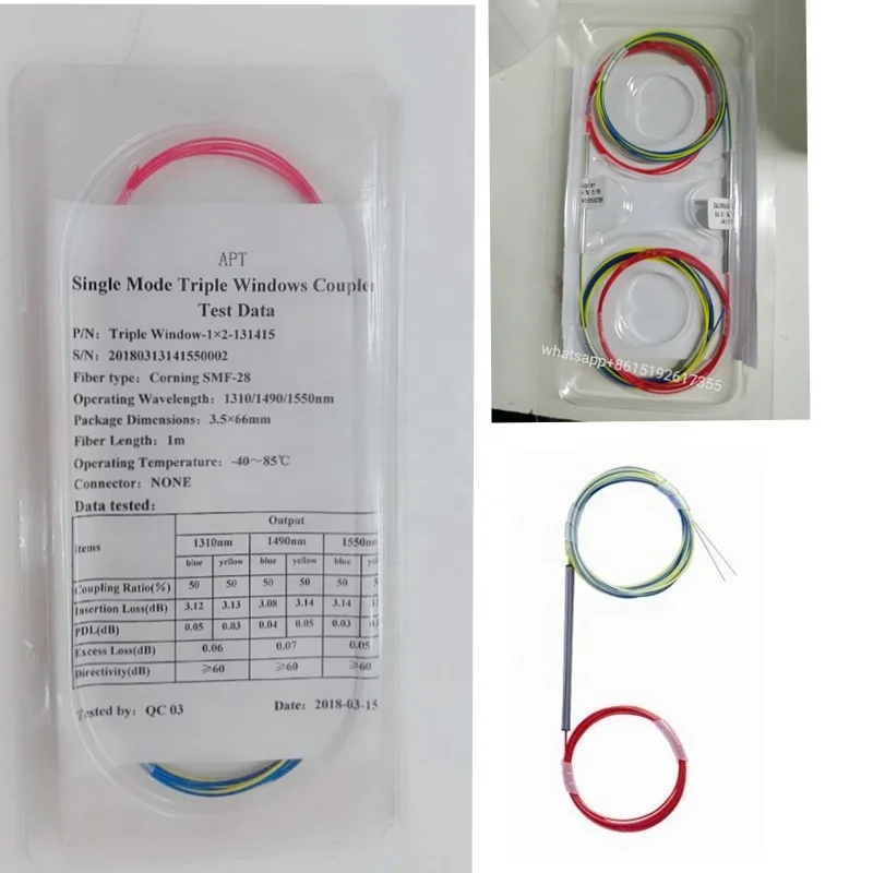 1x2 0.9mm  steel tube unbalanced coupler fiber optic fbt splitter fbt coupler