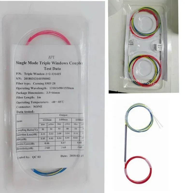 1x2 0.9mm  steel tube unbalanced coupler fiber optic fbt splitter fbt coupler