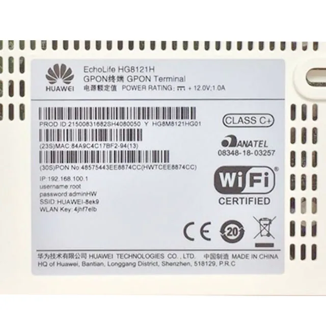 HG8121H 1GE+1FE+1POTS+2.4G Wifi Gpon Onu Ftth Gpon Ont FTTH-boxintelecom
