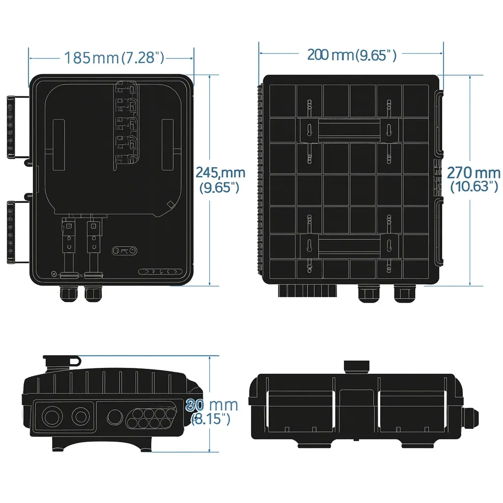 New Outdoor Wall-Mounted 8 Core Fiber Optic Distribution Box IP65 Waterproof OEM SUROTB-02