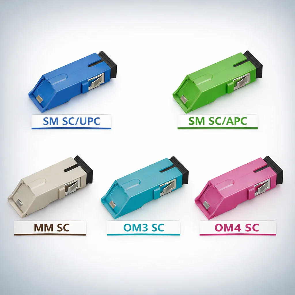 SC Fiber Optic Adapter with Flip-up Lid, No Flange, Single Mode SC Connector, Fiber Optic 