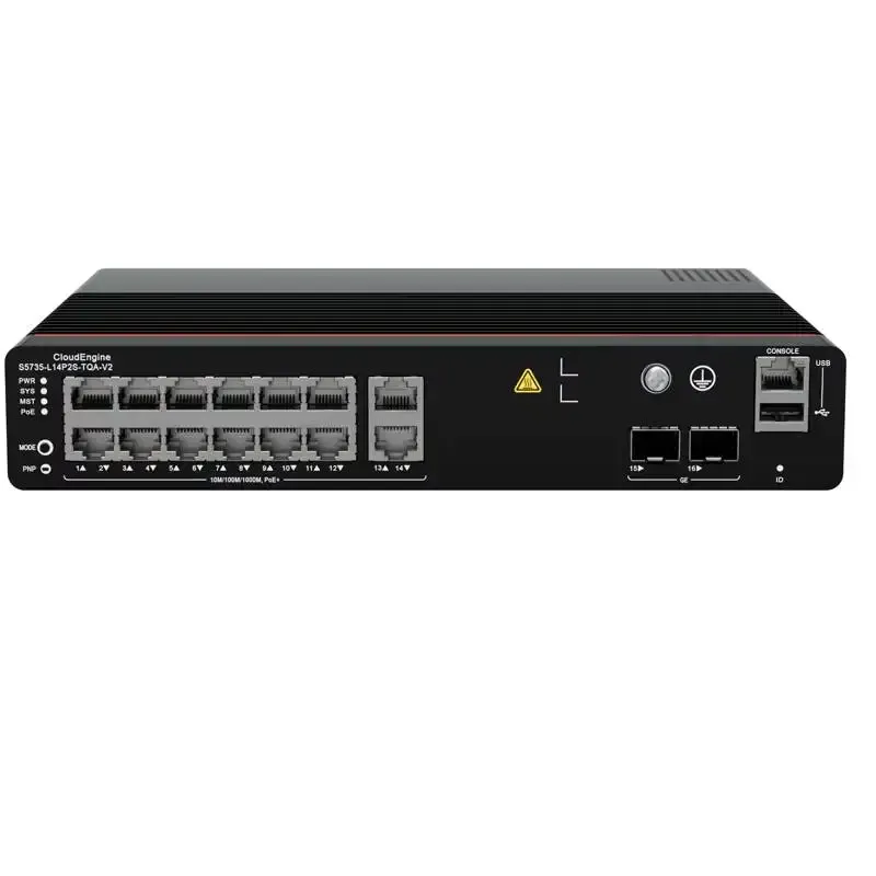 S5735-L14P2S-TQA-V2 98012275 16*10/100/1000base-T Ports, 2*10ge SFP+ Ports Network Poe Switch 16 Port-boxintelecom