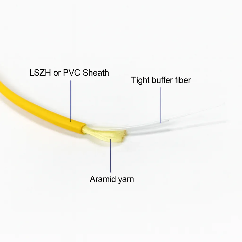 1-24 Core GJFJV Indoor FTTH Fiber Optic Patch Cord OM1/OM2/OM3/OM4 Multi-Core Tight-Buffer