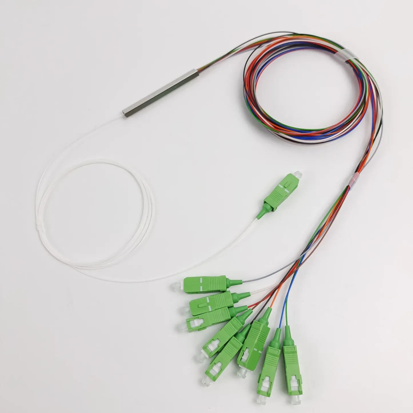 1x8 PLC Fiber Optic Splitter Mini Steel Tube SC/APC Broadcast Grade