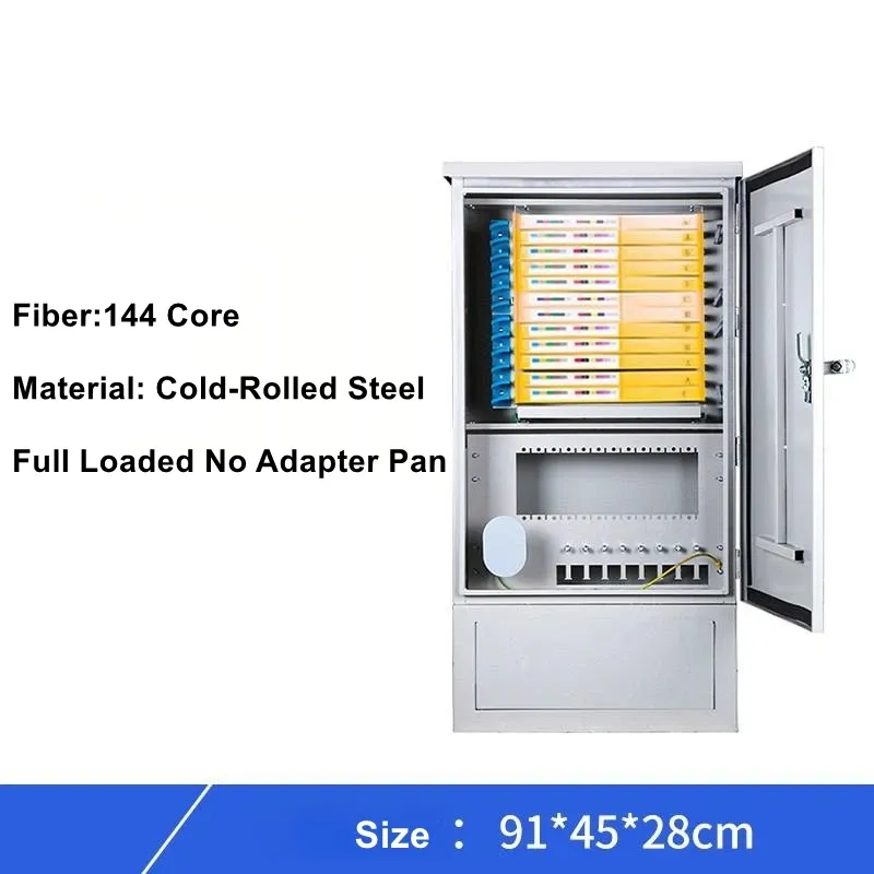 144 Core Cold Rolled Steel Fiber Optic Distribution Box with FC/SC/APC Adapters for FTTH