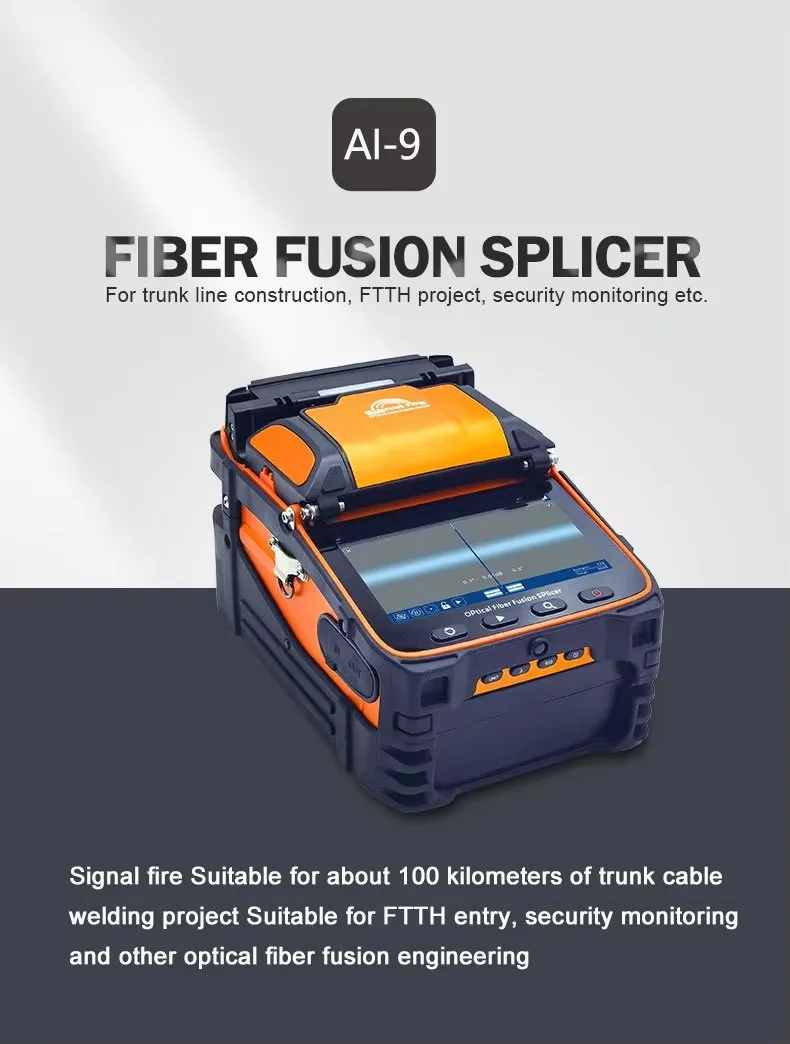 AI-9 Fiber Welding Machine Six Motor Automatic Main Line Fiber Optic Cable Fusing Equipment Fusion Splicer