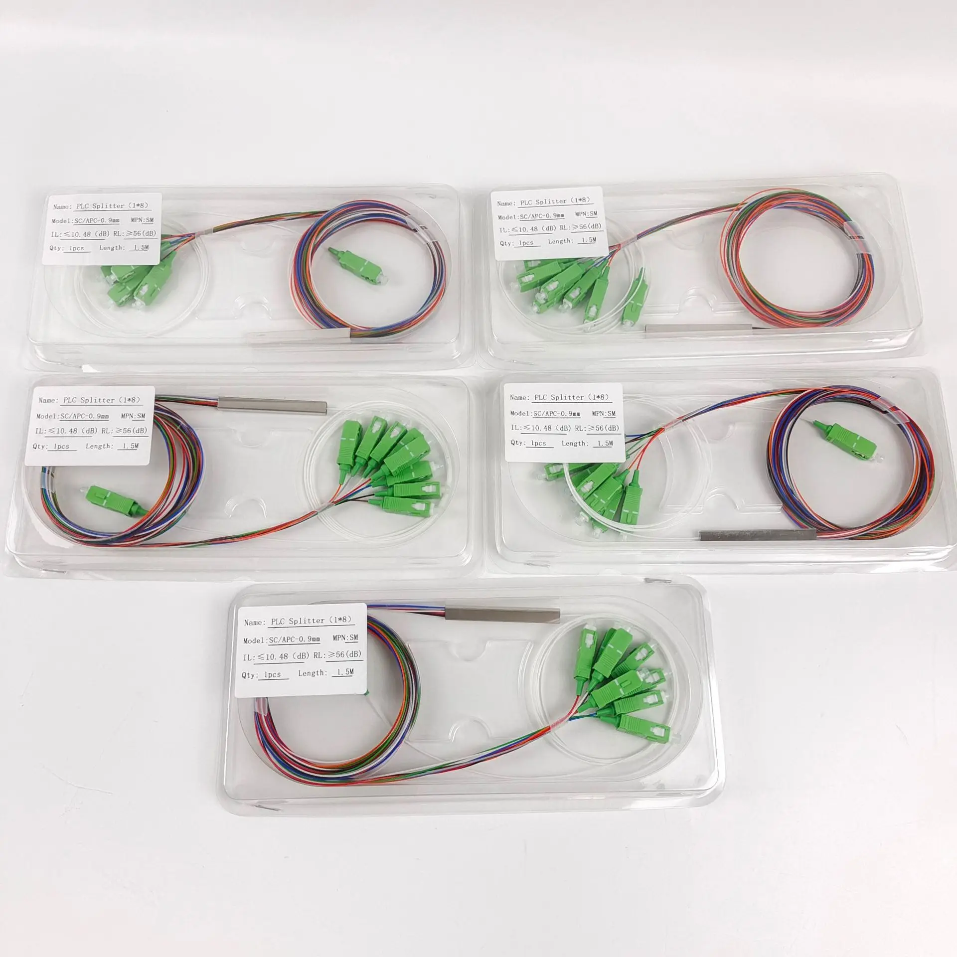 1x8 PLC Fiber Optic Splitter Mini Steel Tube SC/APC Broadcast Grade