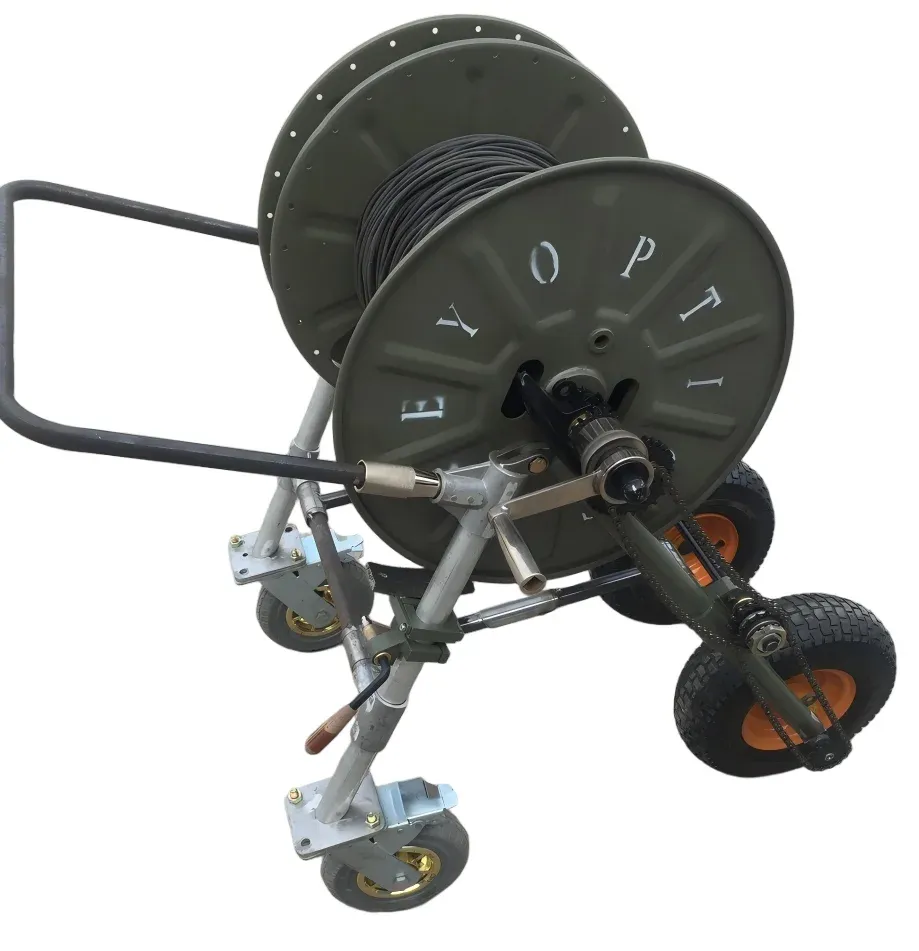 Portable Tactical Fiber Optic Cable Reel with Fixed Wheel Stand  Metal Foldable for FTTA D