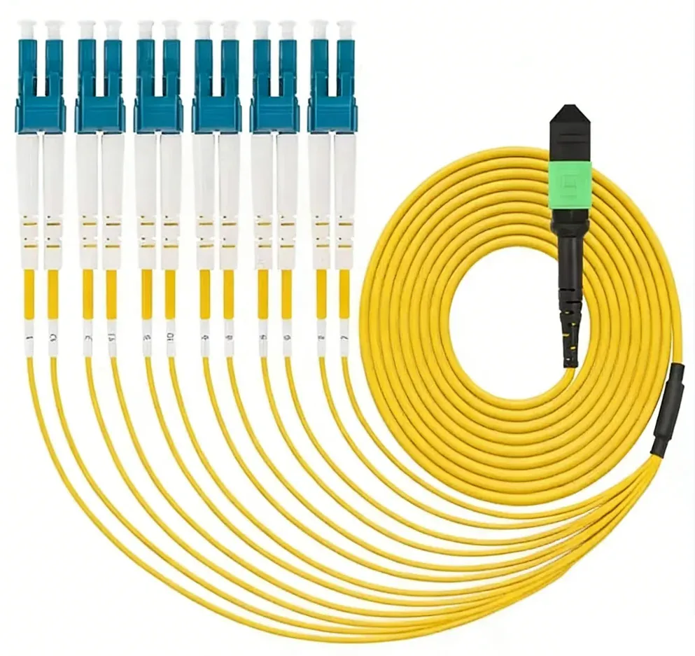 High Quality MTP-MPO to LC Single Mode Fiber Jumper OS2 9/125μm LSZH Low Loss for Data Cen