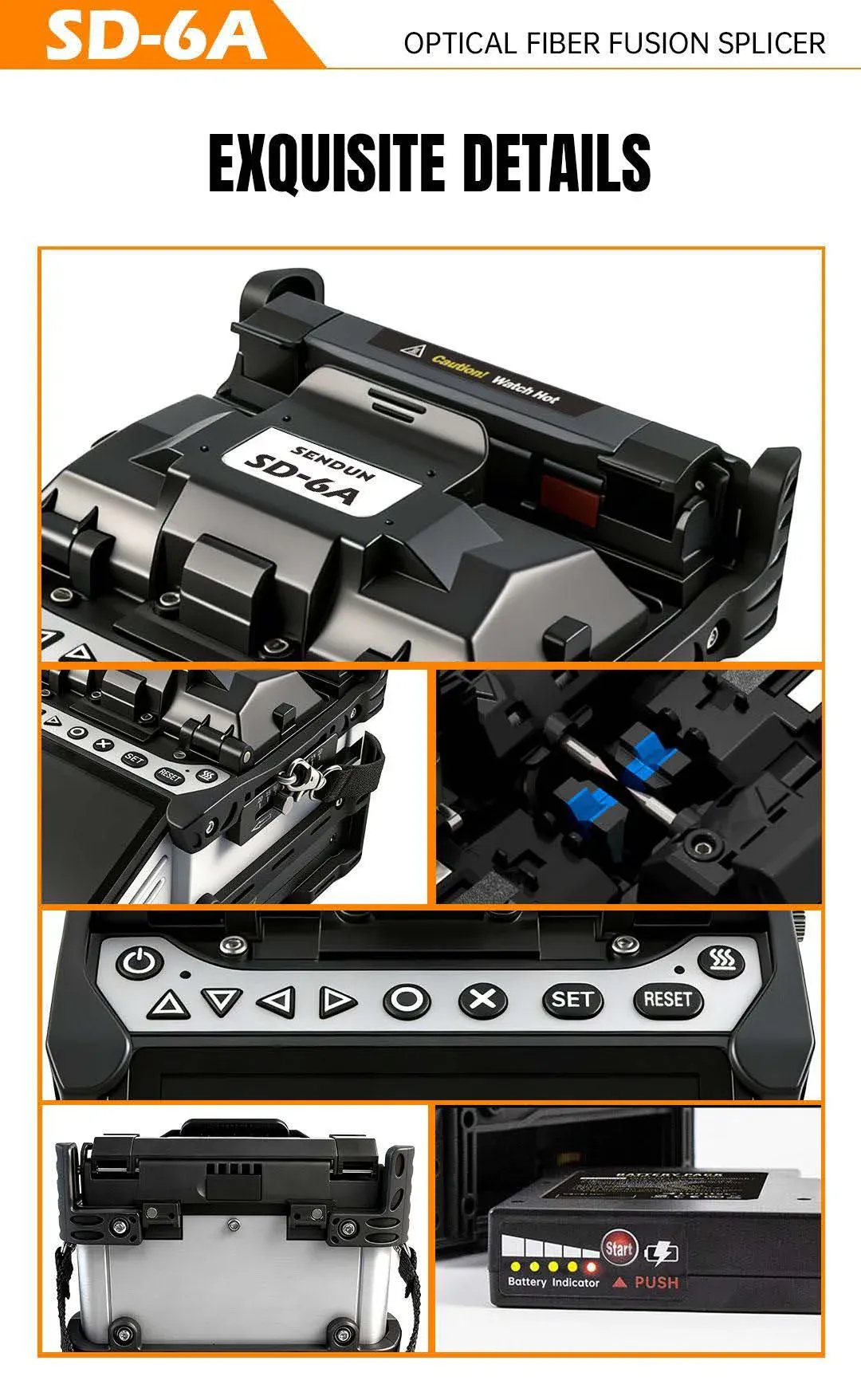 Sendun SD-6A 6 Motors  Welding Splicing Machine with OPM VFL Equipment Fiber Optic Fusion 