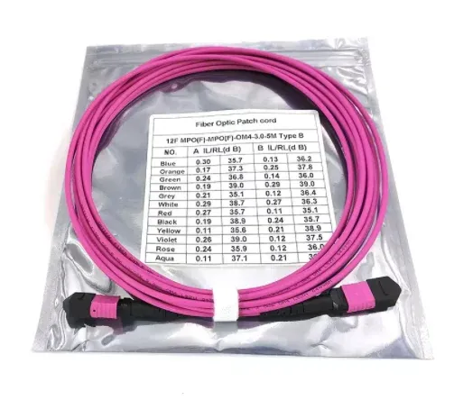 mpo- mpo female connectors Fiber Patch cord 12 fiber Multi-mode OM3 mpo 30m otical fiber