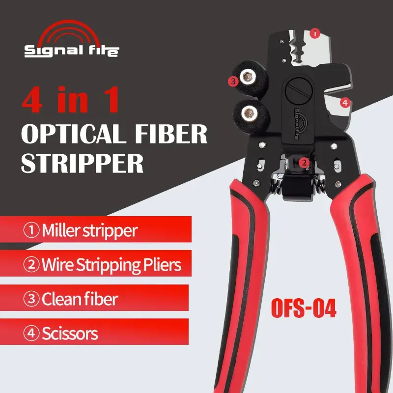 Ofs-04 New Optic Pliers 4 in 1 Scissors Cleaning Optical Fiber Cable Stripper Fiber Stripp