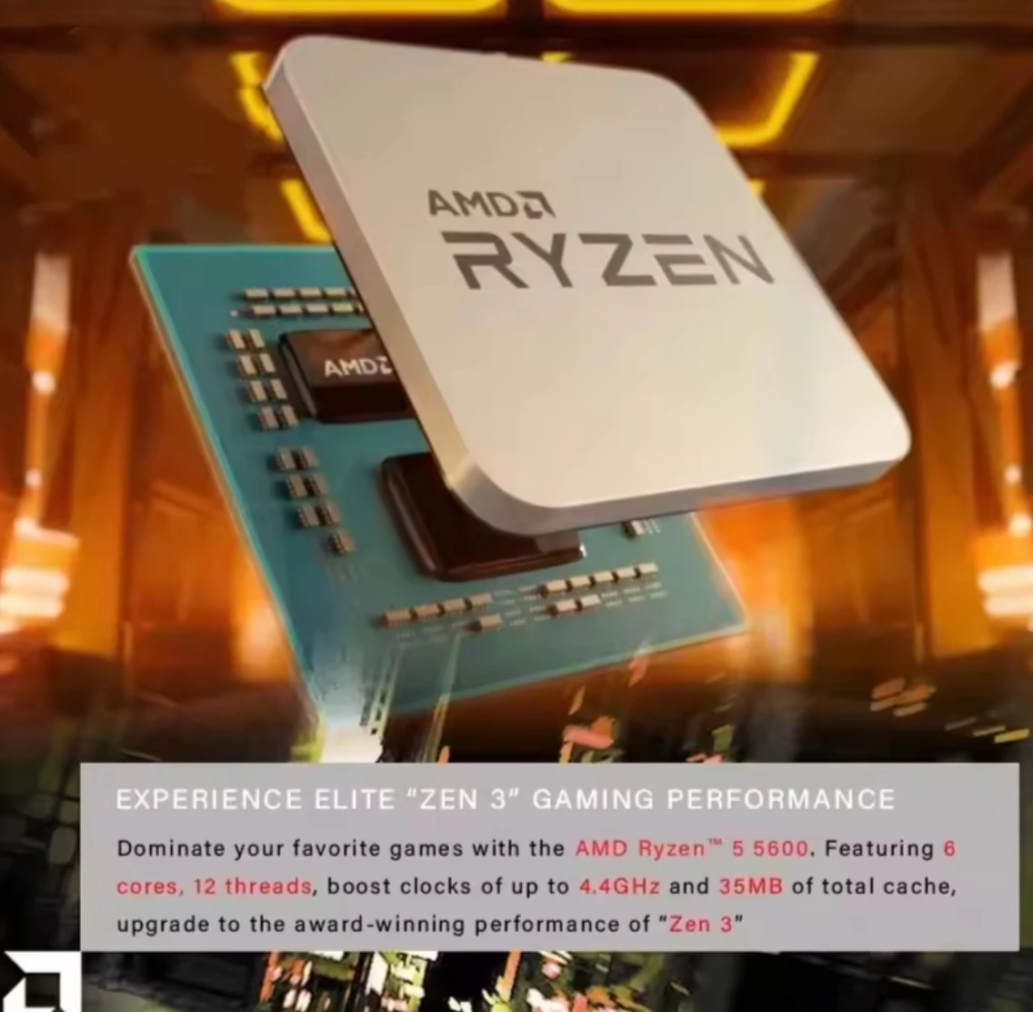 High Speed A-M-D R'yzen 5 5600 R5 5600x 3.5 GHz 12-Thread CPU Processor Factory Wholesale Price-boxintelecom