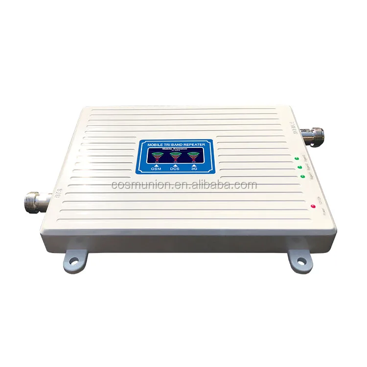OEM intenligent GSM/PCS/WCDMA tri-frequency bands mobile signal booster amplifier with colorful screen