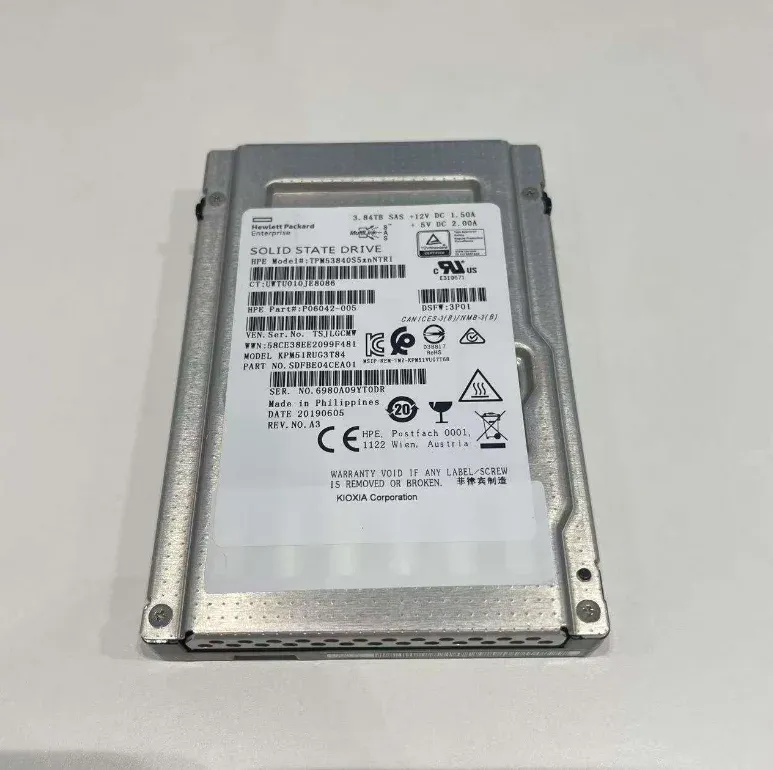 NEW P06042-005 TPM53840S5xnNTRI KPM51RUG3T84 3.84TB SAS SSD in Stock for HPE