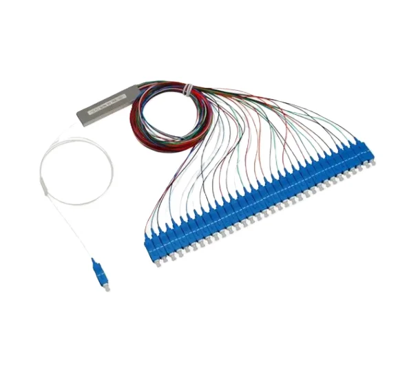 FTTH PLC Splitter 1x32 SCUPC Single Mode PLC Splitter with POE/GSM Support Mini Type Fiber Optic
