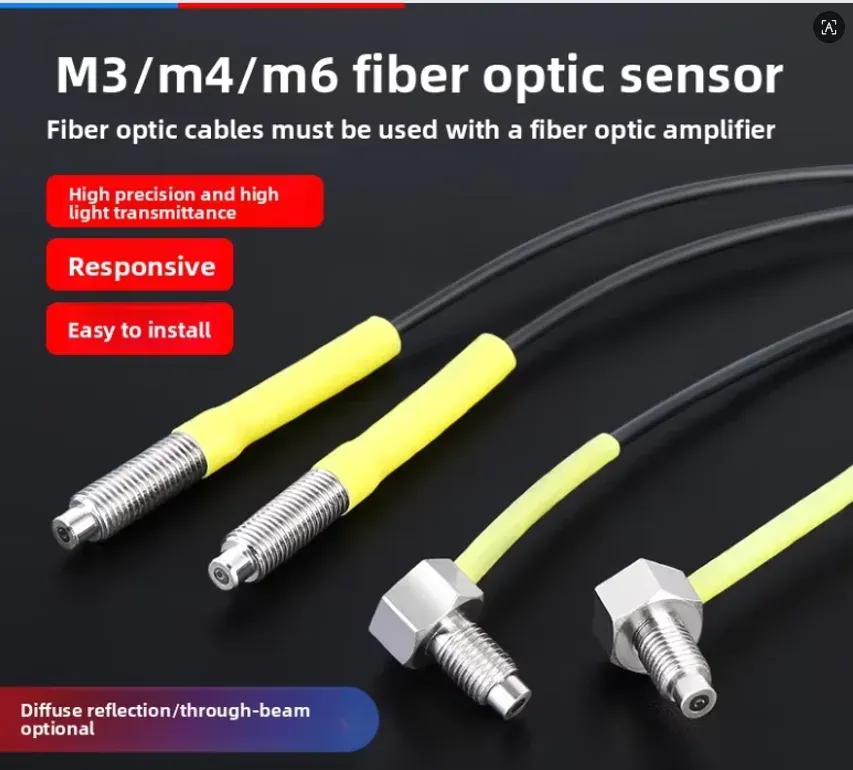 M4 M6 Fiber Optic Sensor Diffuse Reflection & Through Beam Type High Precision Elbow Ampli
