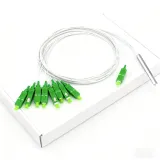 PLC 1x8 Mini Steel Tube Fiber Optic Splitter SC/APC 0.9mm Singlemode Pigtail Type
