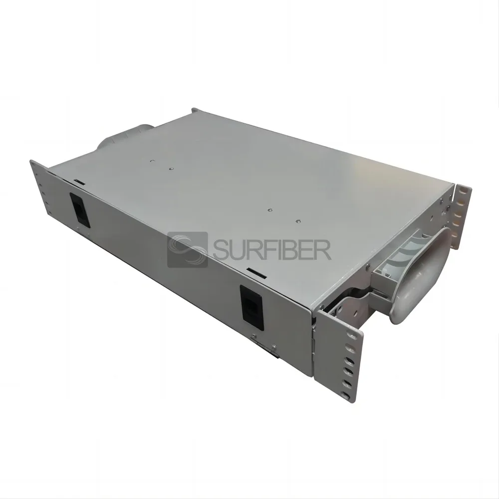 FTTH ODF 1U Fiber Optic Distribution Frame Patch Panel 19 21 Inch for Support 8 Splice Tra